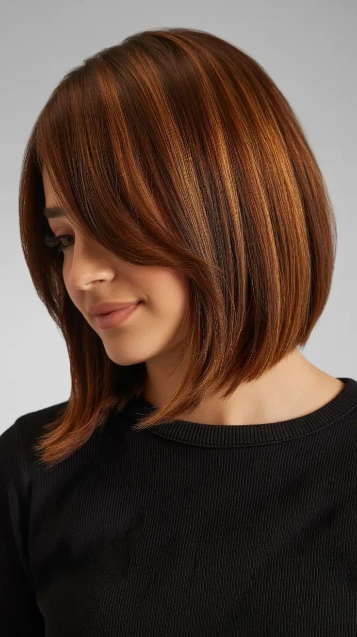 bob-hairstyles-2026-Caramel-Ribbon-Layered-Bob