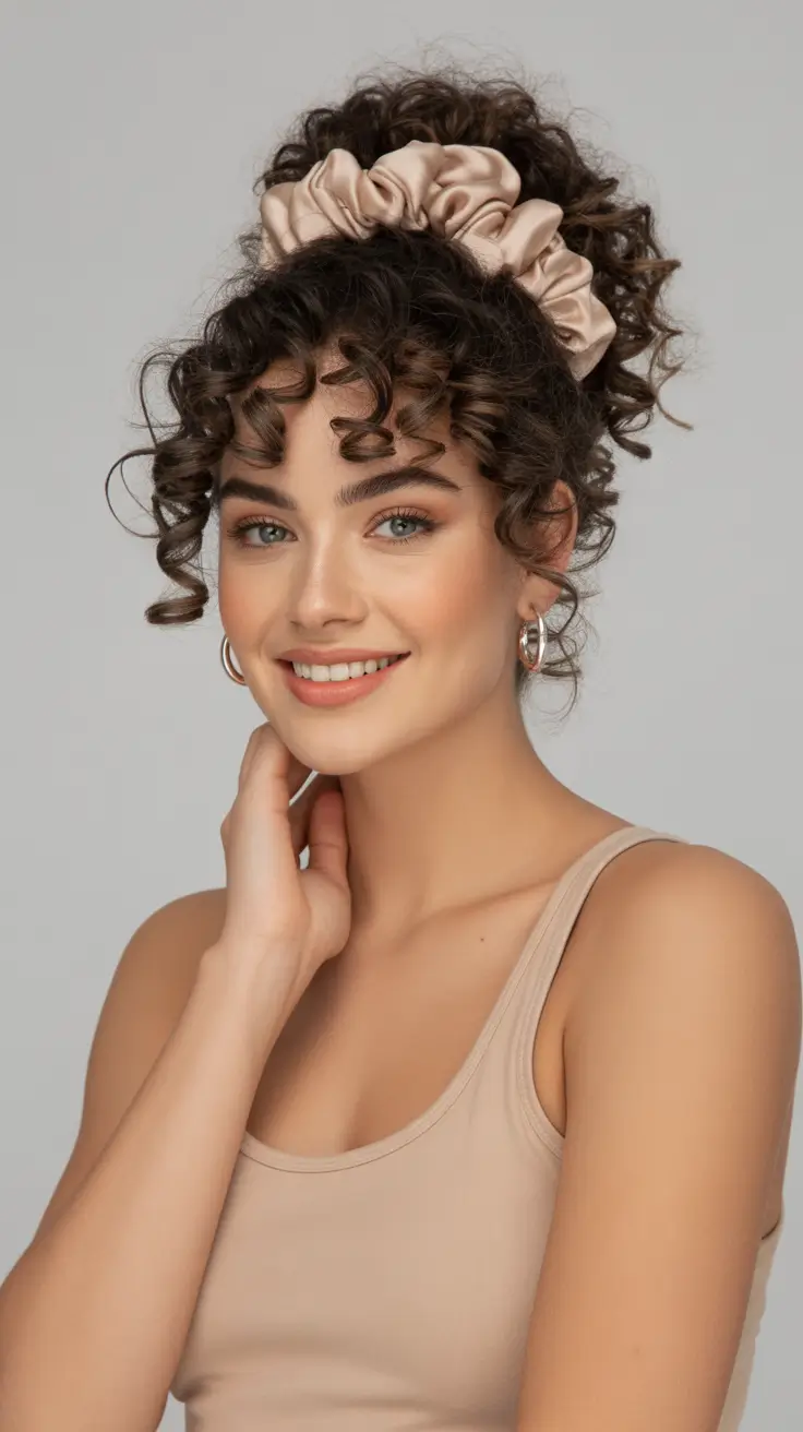 Best cute hairstyles 2026 High Curly Pony With a Bow