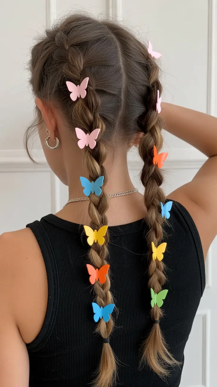 Best cute hairstyles 2026 Double Braids Medium Hair