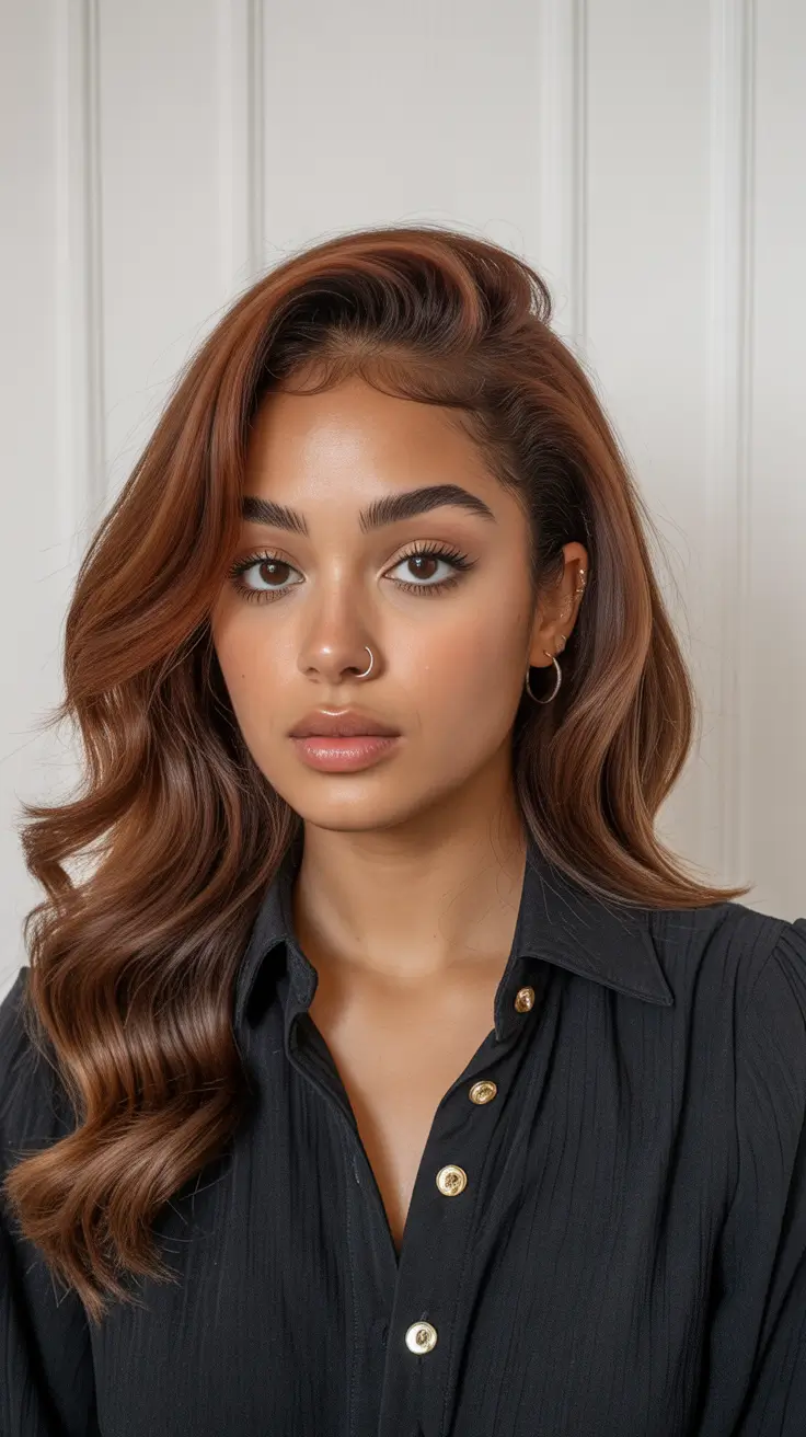 hair color for dark skin tone Chestnut Waves