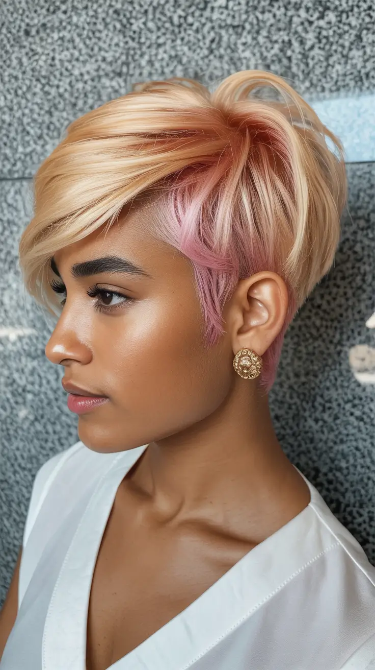 hair color for dark skin tone Peach Pink Undercut