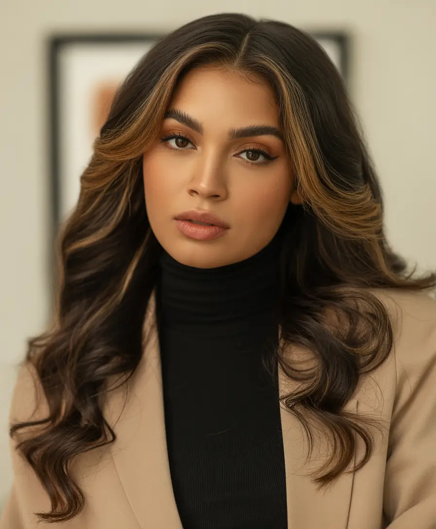 hair color for dark skin tone Honey Money Piece