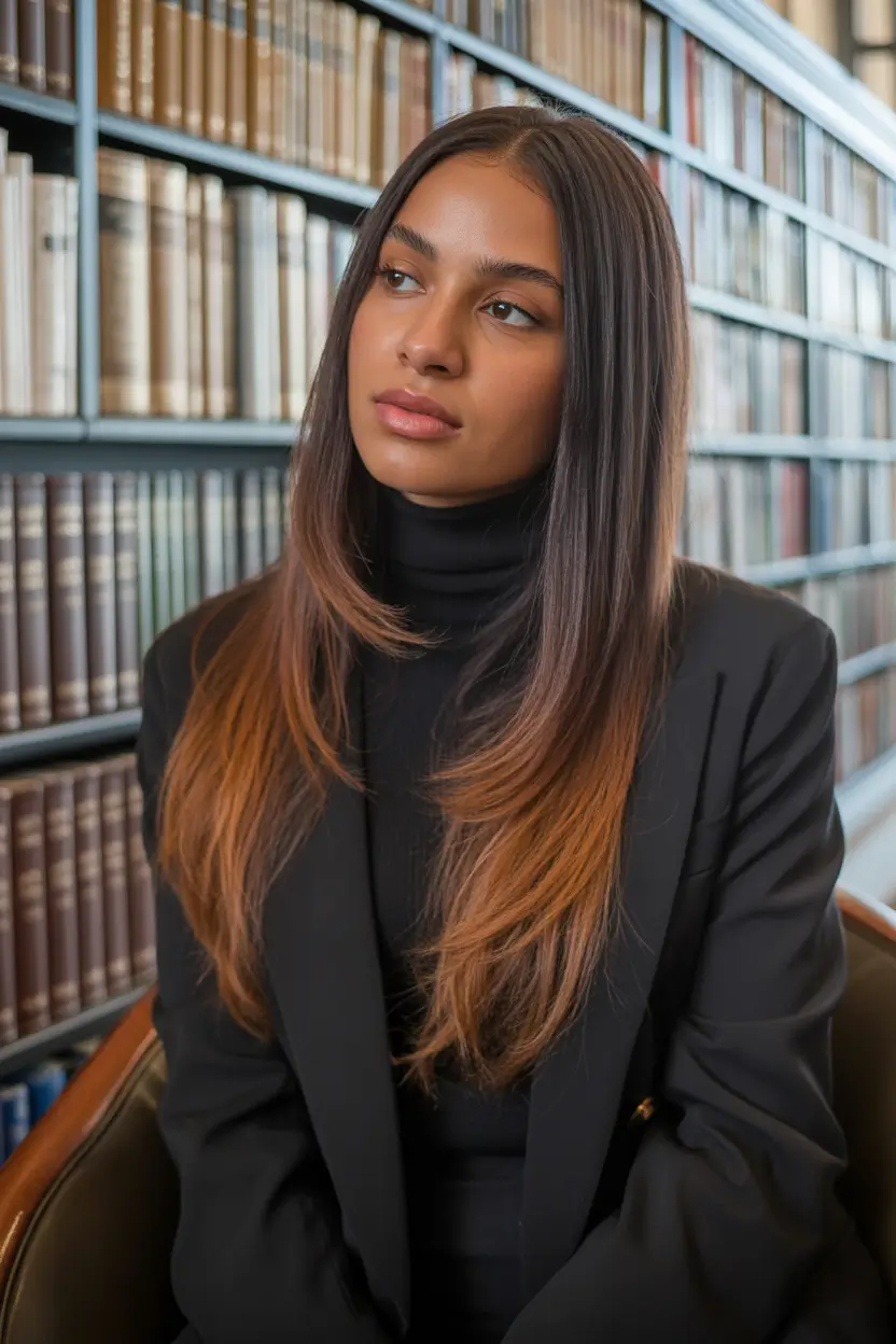 hair color for dark skin tone Chestnut Ombre