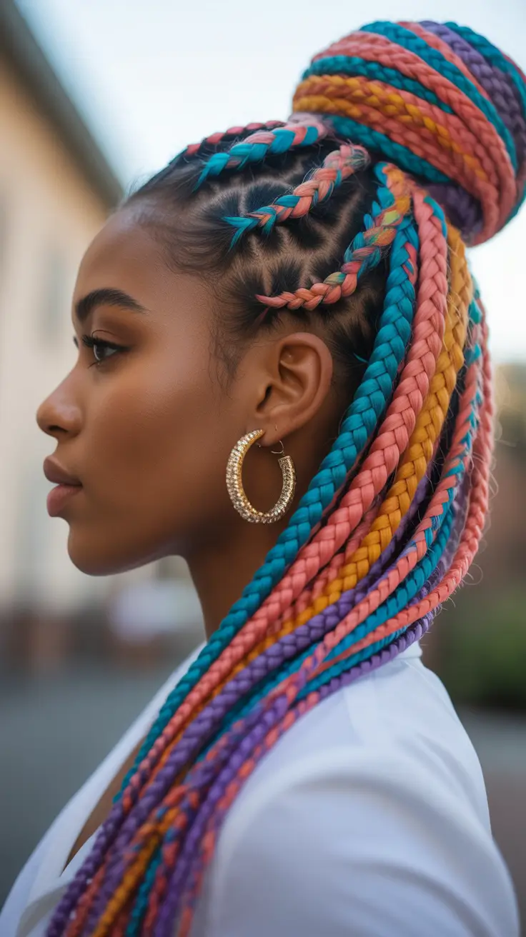 hair color for dark skin tone Rainbow Braids