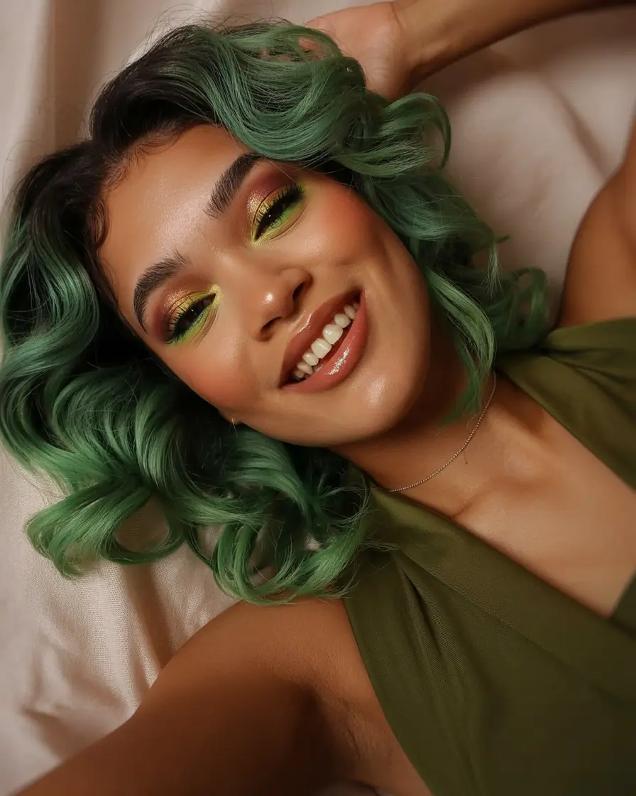 hair color for dark skin tone Mint Green Glam