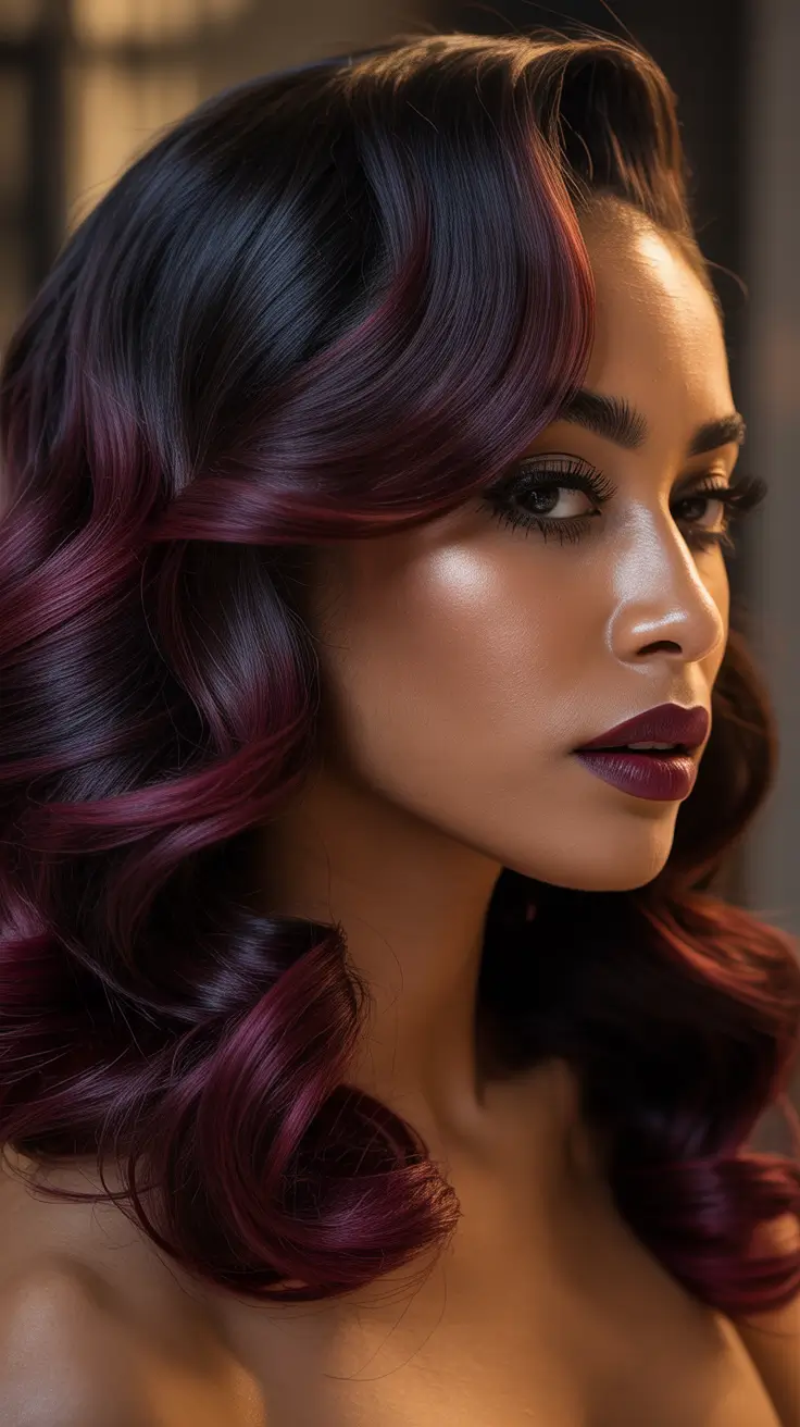 hair color for dark skin tone Black Cherry Waves