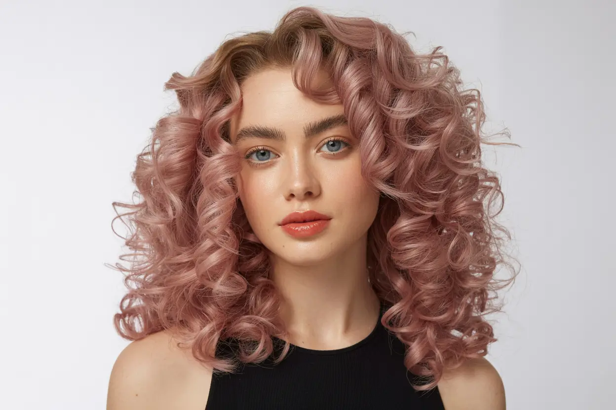 Best hair color for light skin 2026 Rosy Curly Volume With Sculpted Shape