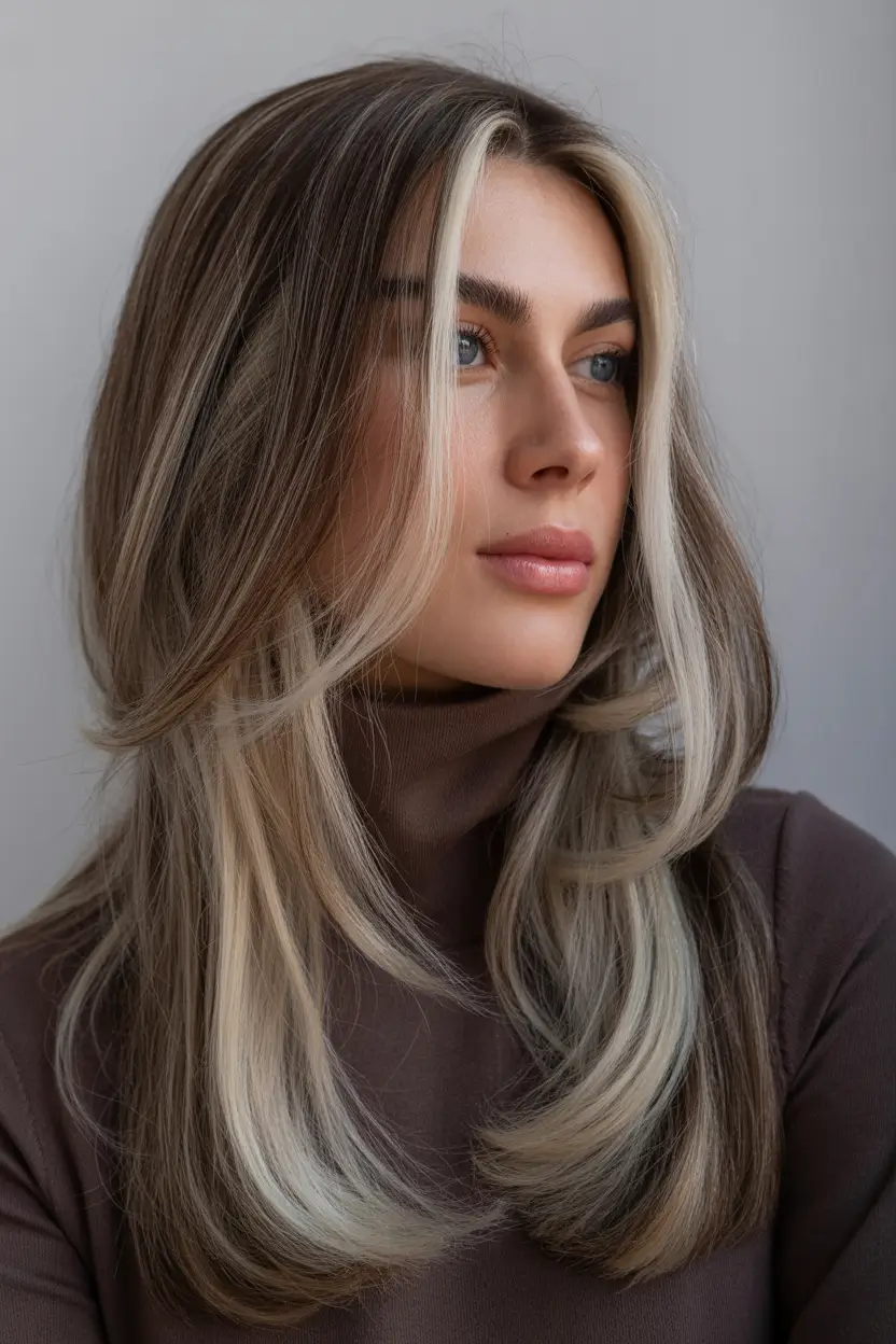 Best hair color for light skin 2026 Soft Mocha Layers With Vanilla Frame