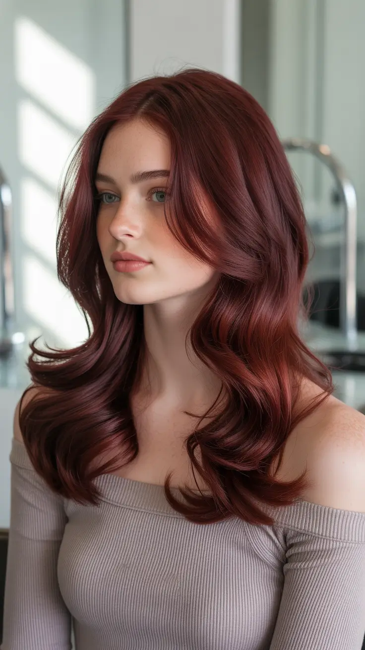 Best hair color for light skin 2026 Deep Red Wine Waves