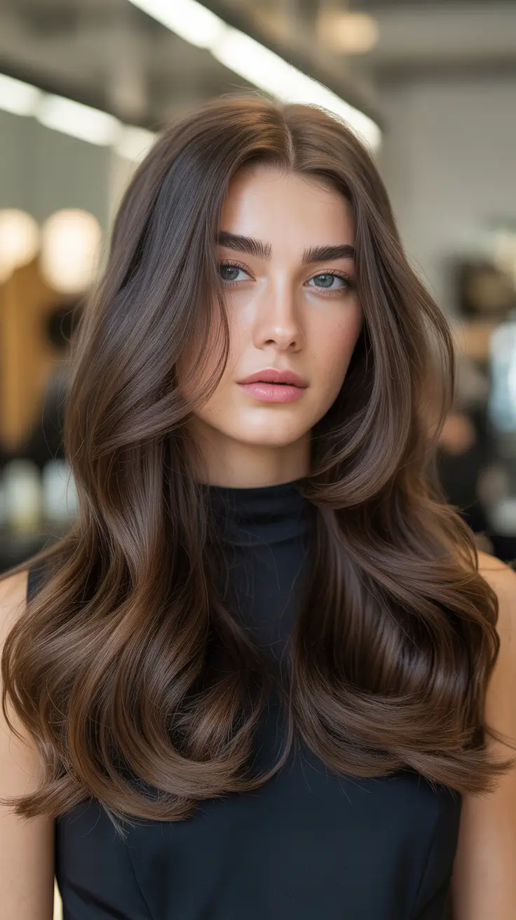 Best hair color for light skin 2026 Solid Brown Gloss With Dimensional Shine