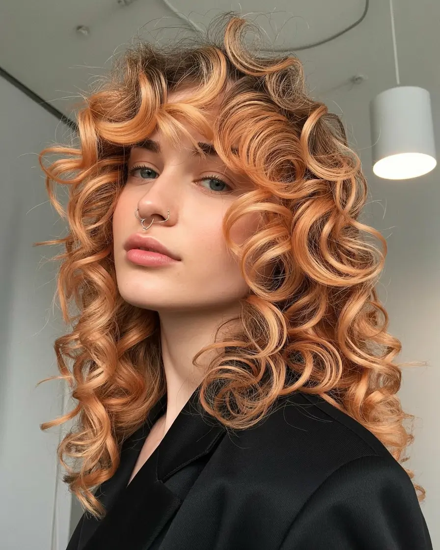 Best hair color for light skin 2026 Soft Copper Curls With Defined Volume