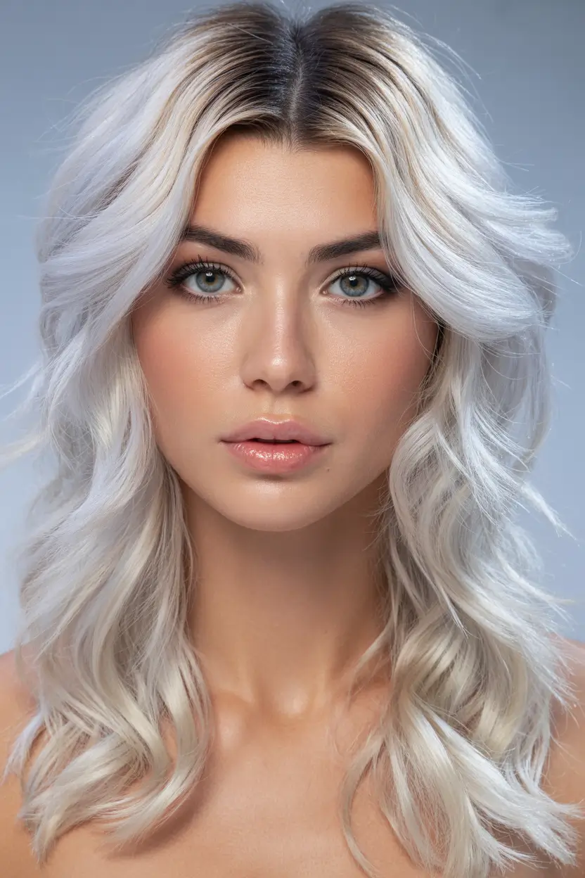 Best hair color for light skin 2026 Icy Blonde With Feathered Layers