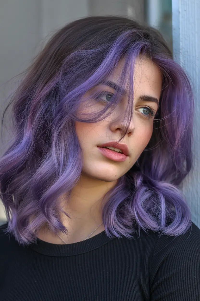 Best hair color for light skin 2026 Lavender Melt With Smoky Dimension