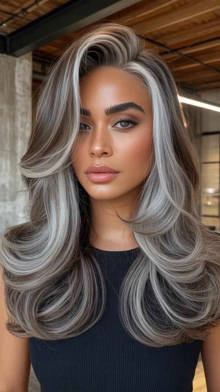 hair color for tan skin tone Silver Blended Dimension