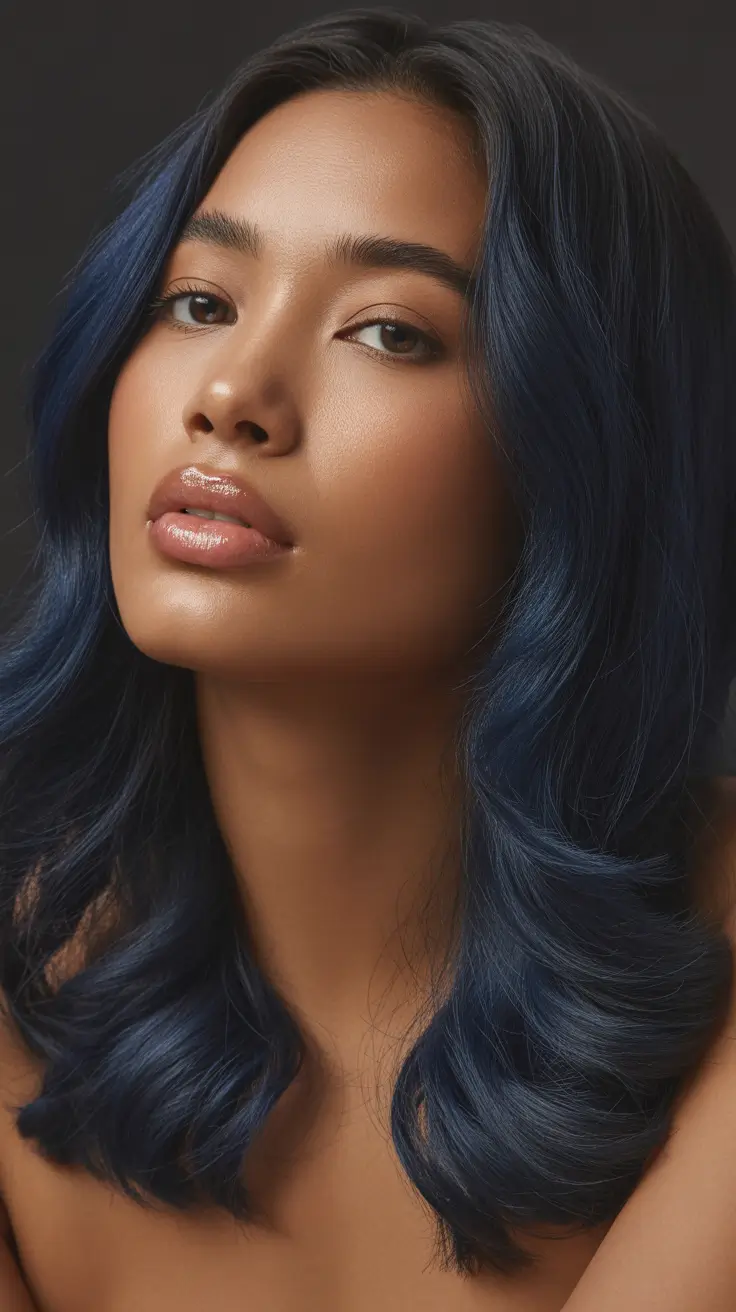 hair color for tan skin tone Inky Midnight Blue