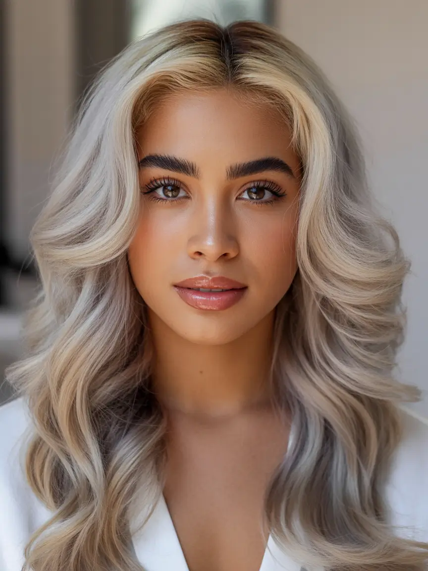 hair color for tan skin tone Frosted Pearl Blonde