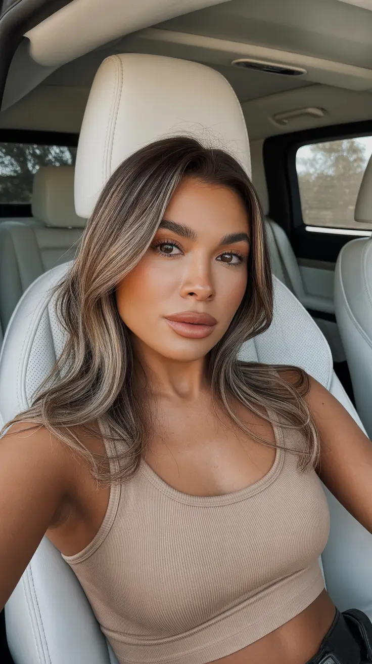 hair color for tan skin tone Smoky Beige Brunette