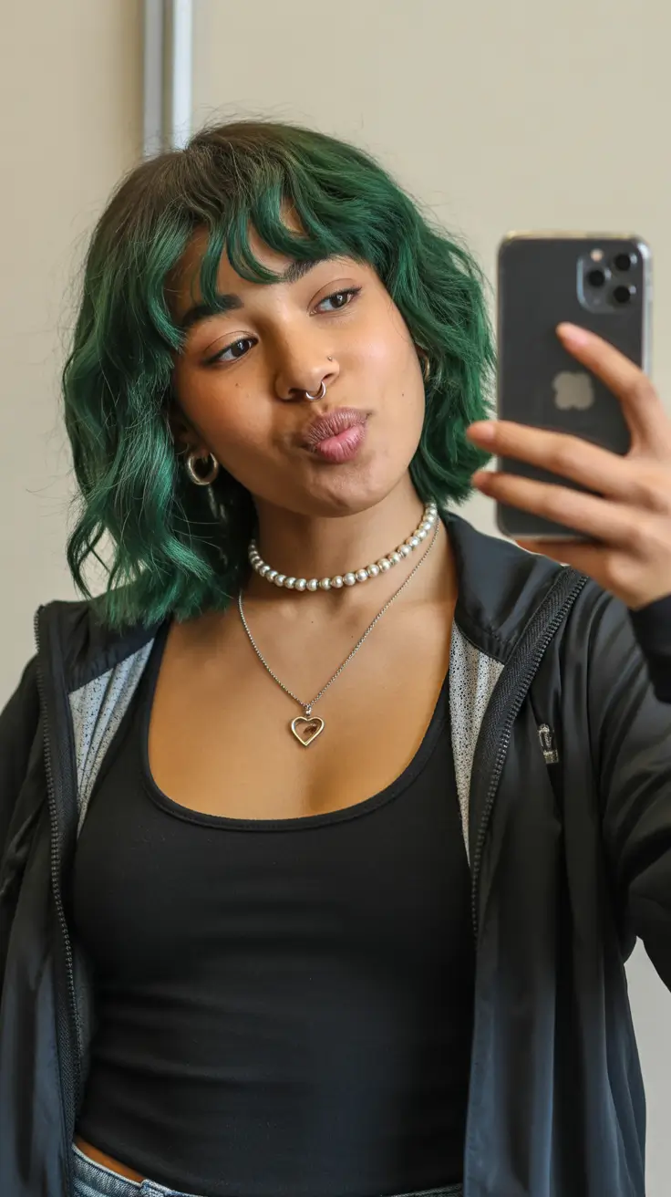 hair color for tan skin tone Emerald Green Bob