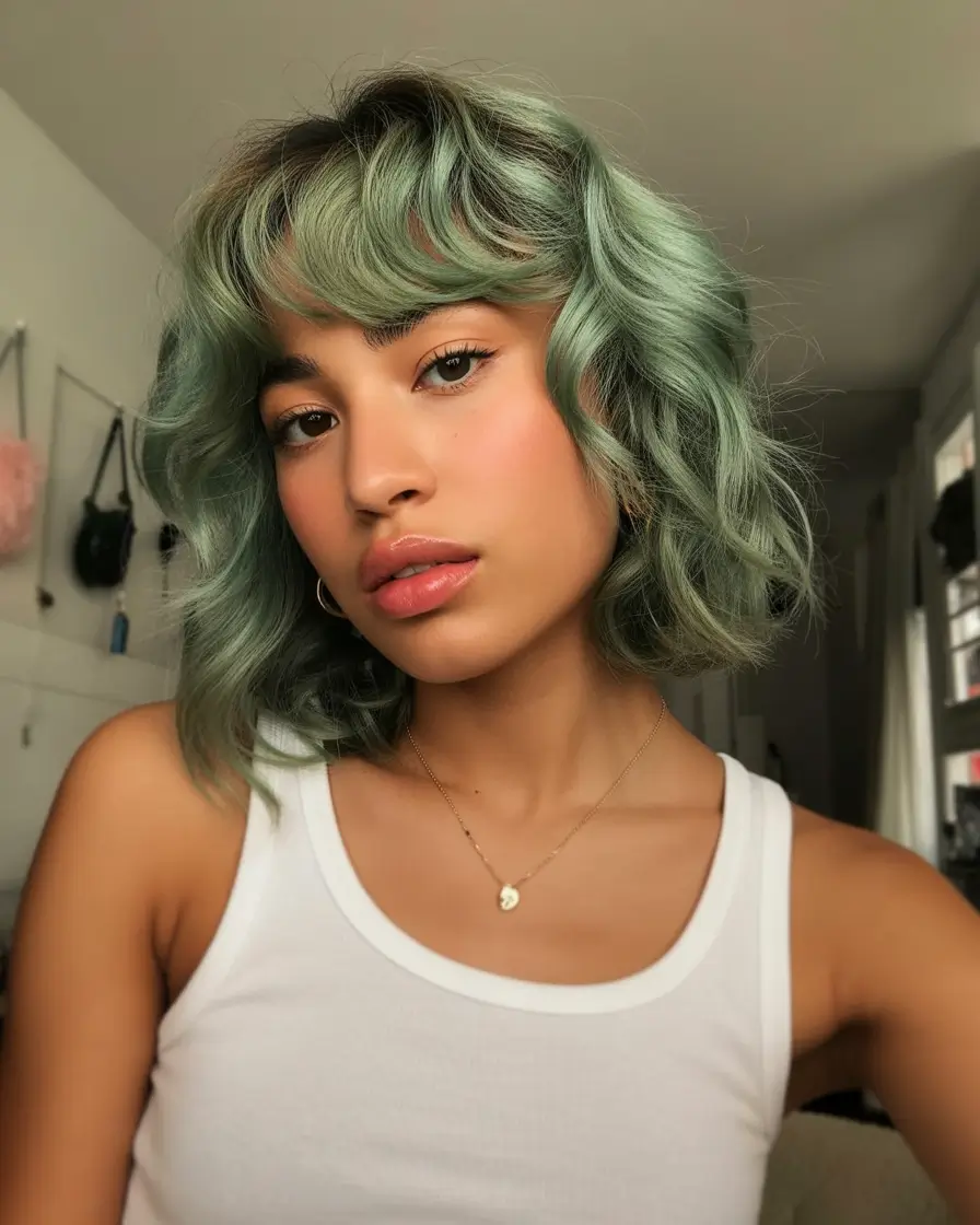 hair color for tan skin tone Minty Short Waves