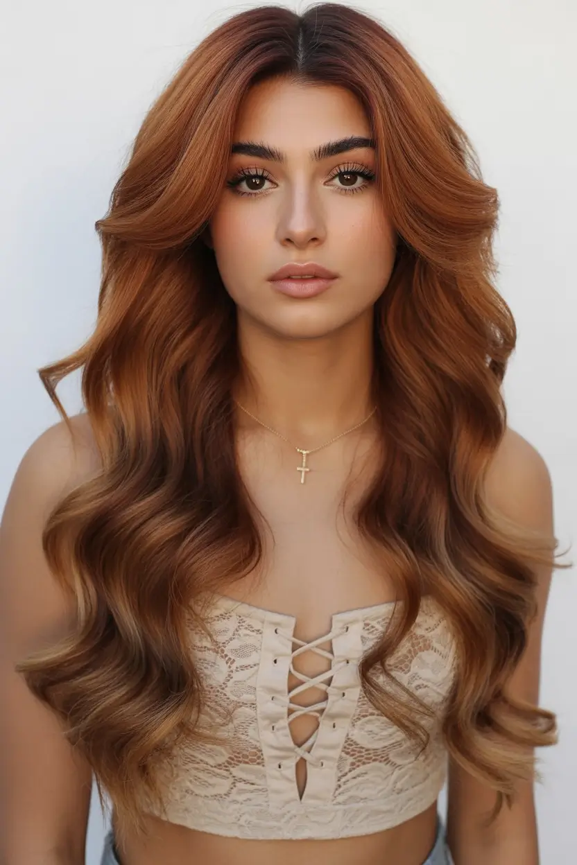 hair color for tan skin tone Cinnamon Brown Glam Waves