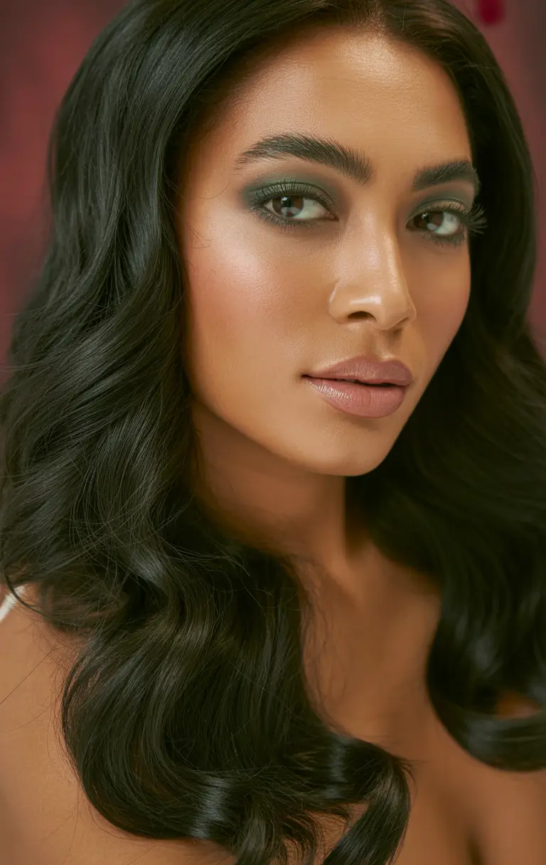 Best hair color for warm skin tone 2026 Glossy Black Waves