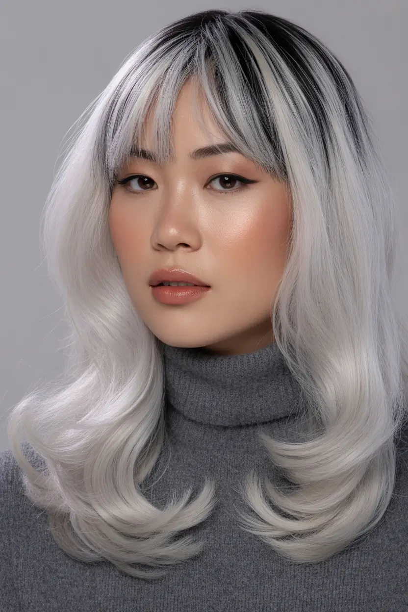 Best hair color for warm skin tone 2026 Silver White Modern Layers