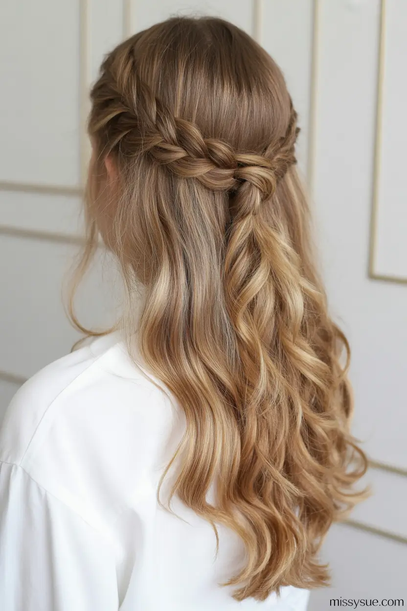 Best half-up hairstyles 2026 Loose Double Braids With Cascading Waves