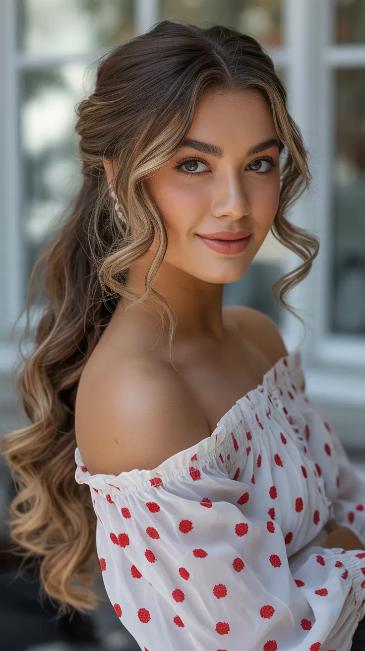 Best half-up hairstyles 2026 Half-Up Pony With Polished Face-Framing Waves