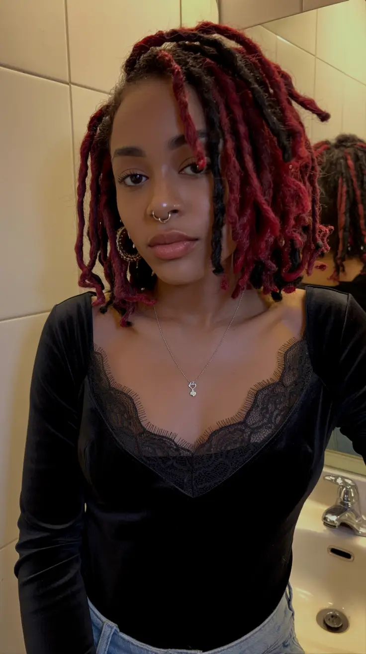 Best locs hairstyles 2026 Deep Cherry Short Locs With Voluminous Ends