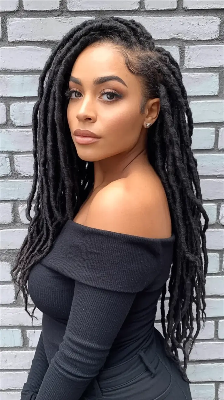 Best locs hairstyles 2026 Long Midnight Soft Locs With Deep Side Part