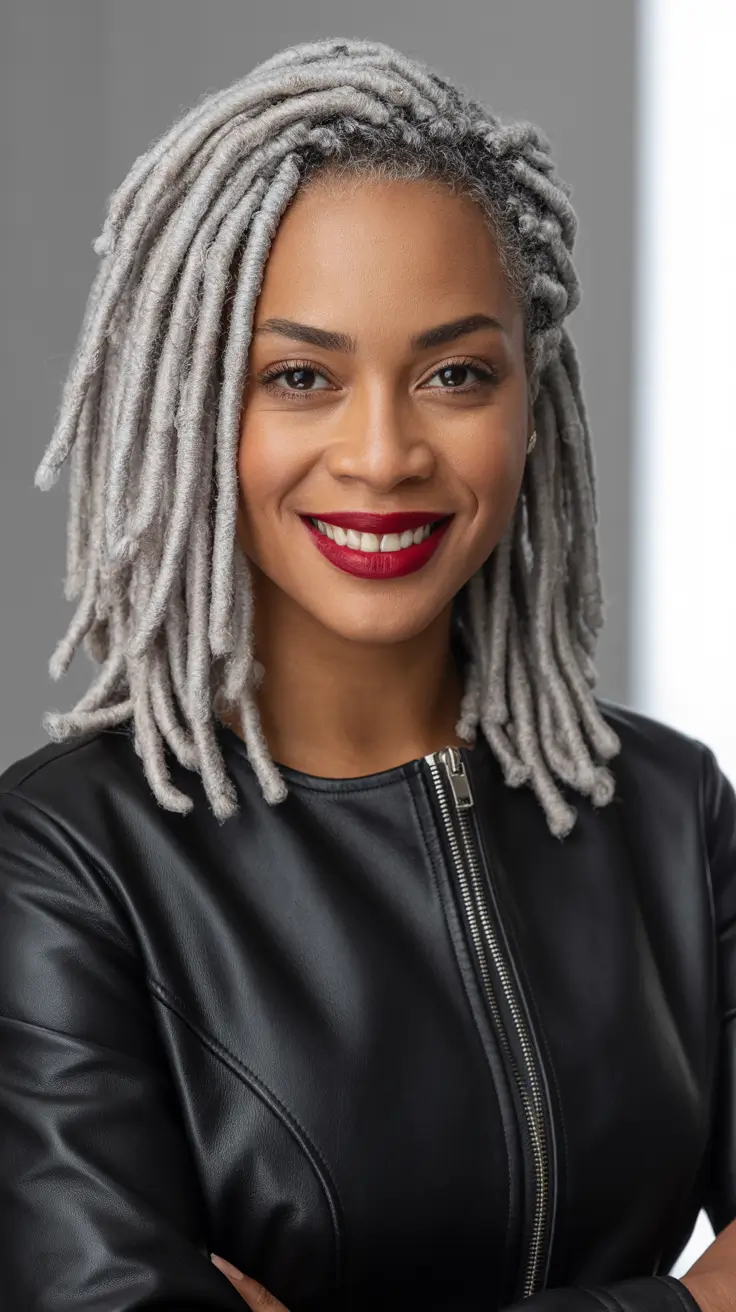 Best locs hairstyles 2026 Frosted Slate Lob Locs With Matte Finish