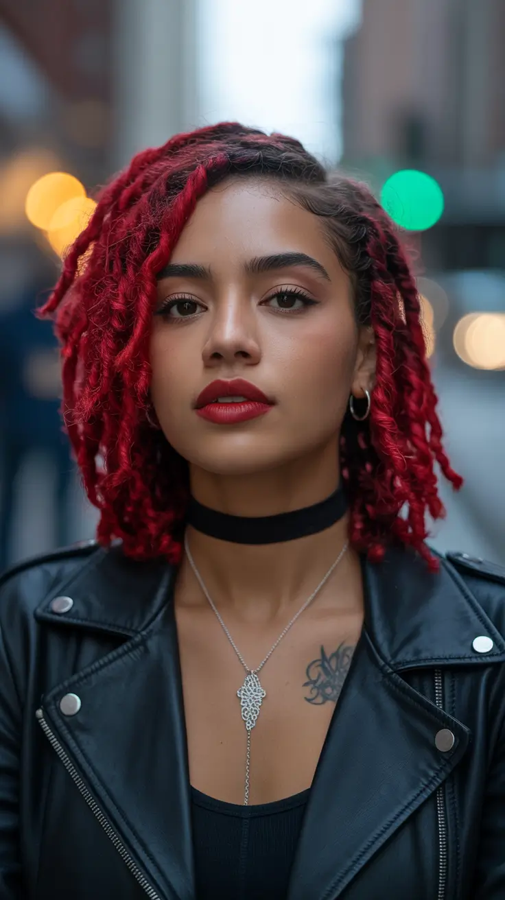 Best locs hairstyles 2026 Crimson City Loc Bob With Street-Style Edge