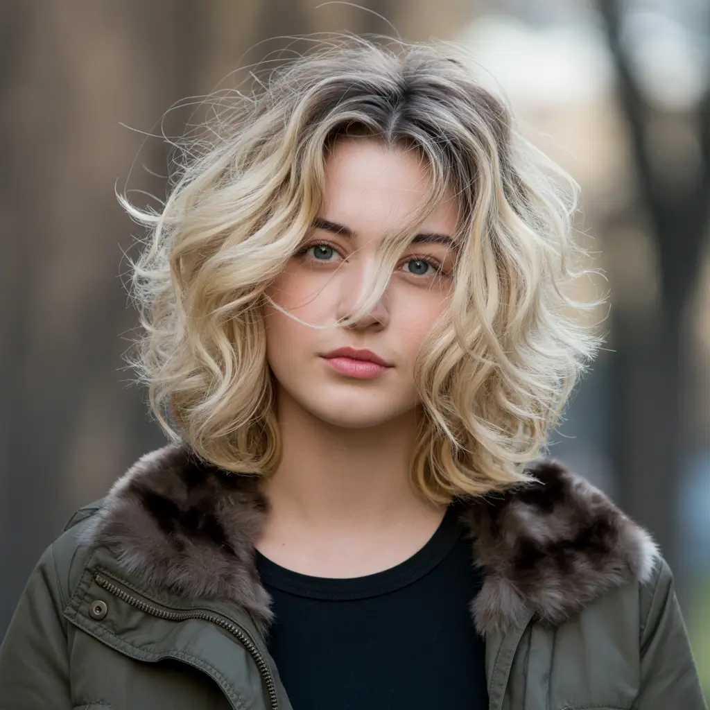 Best medium length hairstyles 2026 – Soft Curly Blonde Bob