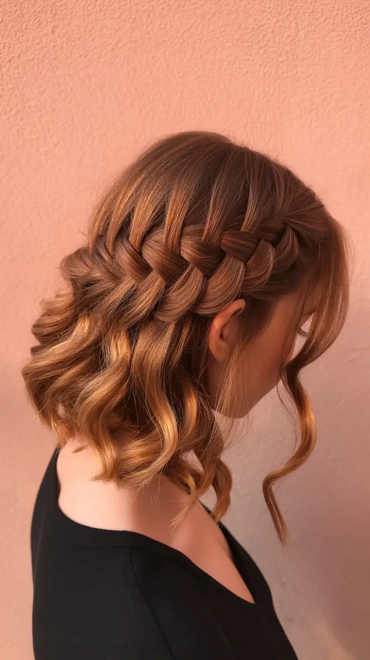 Best medium length hairstyles 2026 – Golden Waterfall Braid