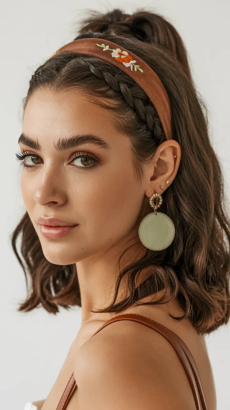 Best medium length hairstyles 2026 – Braided Headband With Waves