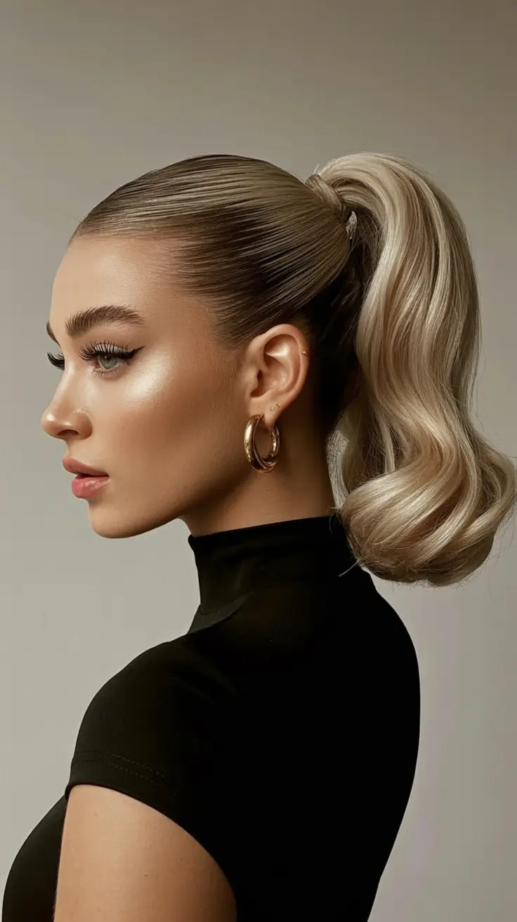 Best ponytail hairstyles 2026 Soft Chic Retro Curve Pony
