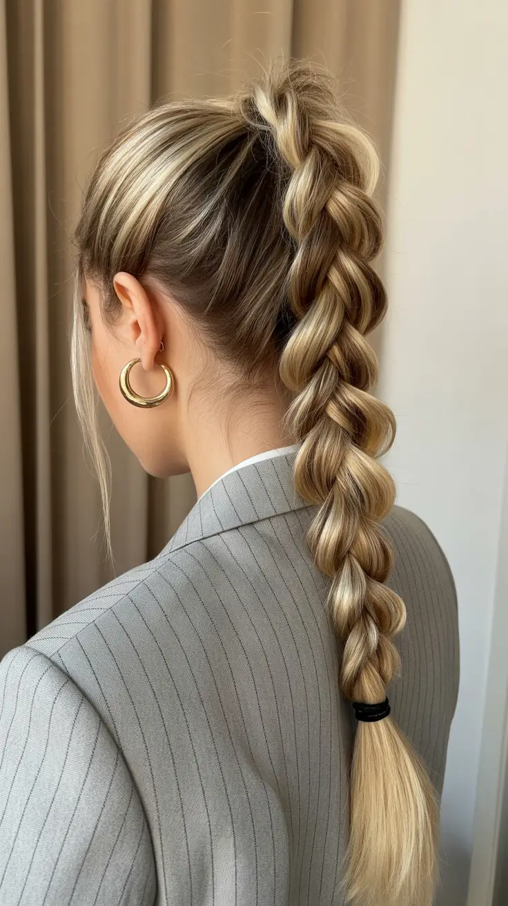 Best ponytail hairstyles 2026 Thick Extended Rope Braid Pony