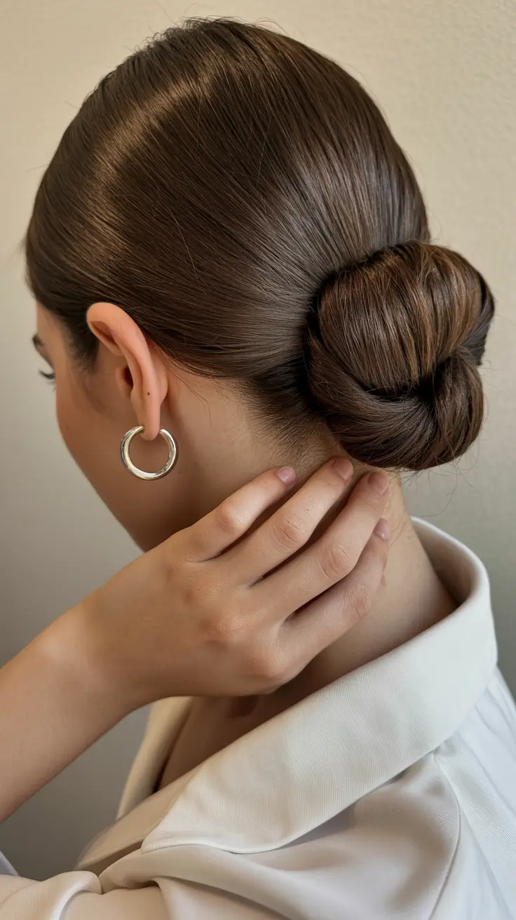 Best quick hairstyles 2026 Polished Low Bun With Sleek Shine