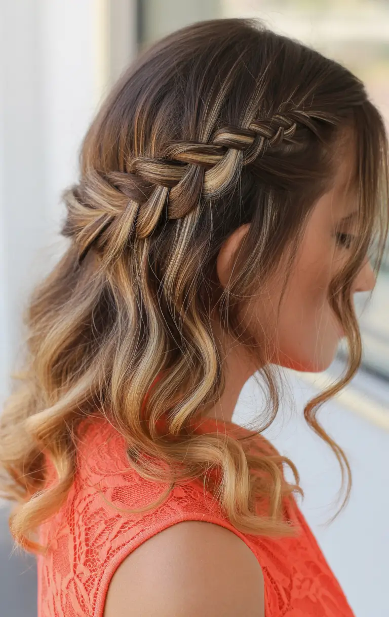 Best quick hairstyles 2026 Soft Waterfall Braid With Highlighted Waves