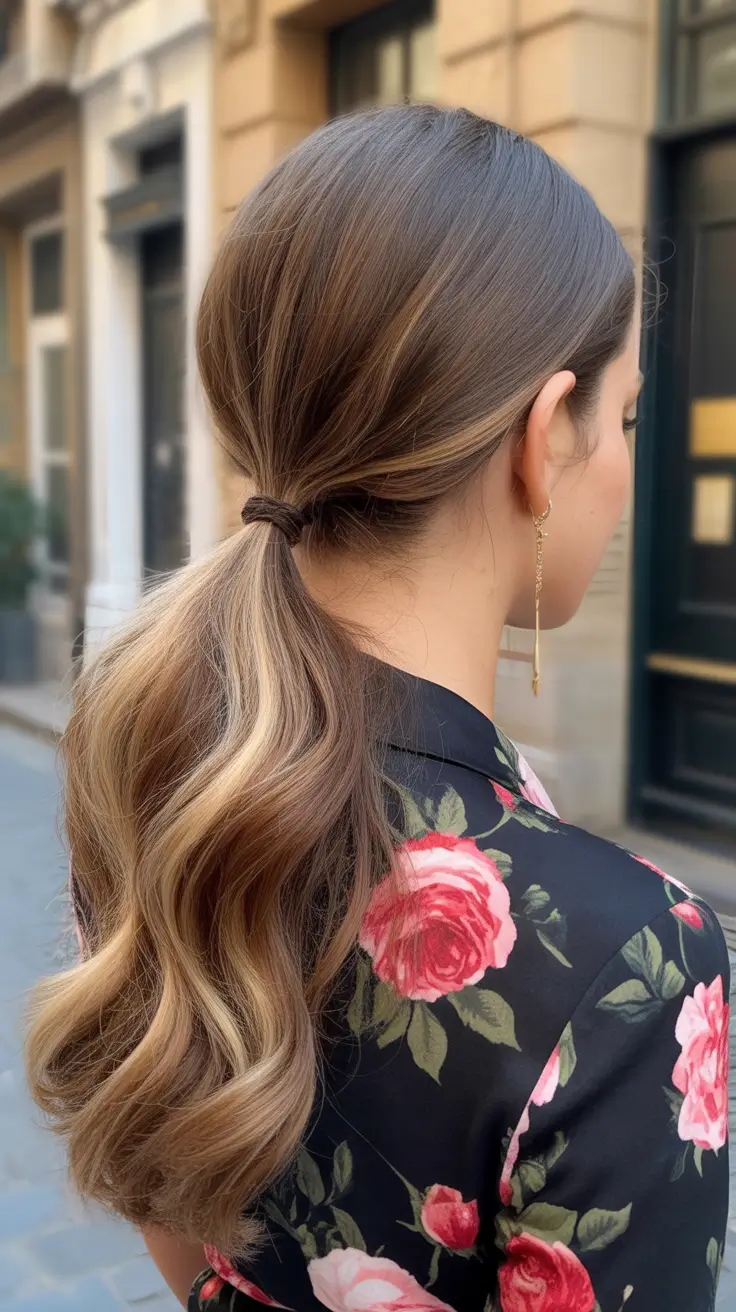 Best quick hairstyles 2026 Soft Waves Ponytail With Subtle Face-Framing Streaks