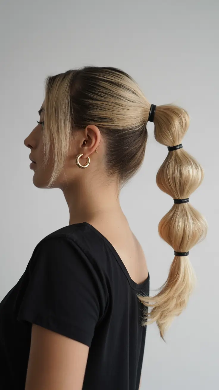 Best quick hairstyles 2026 Bubble Ponytail With Blonde Contouring