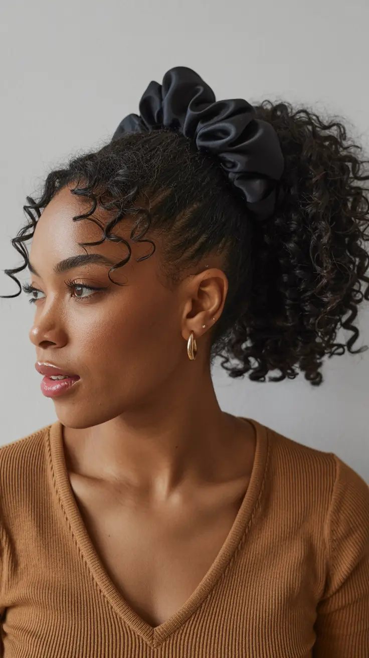 Best quick hairstyles 2026 Curly Ponytail With Oversized Scrunchie