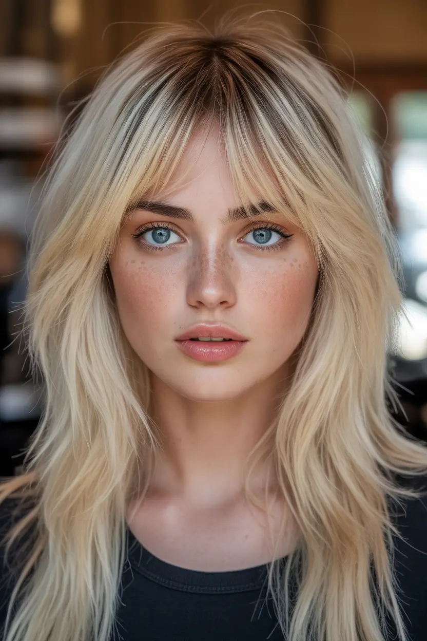 Best shag hairstyles 2026 Fairy Blonde Soft Shag With Wispy Fringe