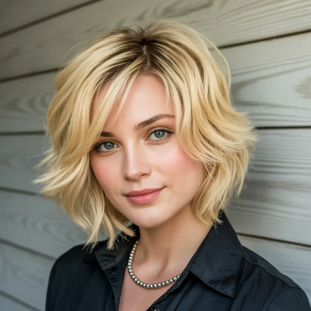 Best shag hairstyles 2026 Chic Blonde Bob Shag Hybrid
