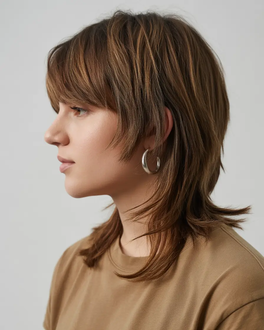 Best shag hairstyles 2026 Classic Brown Wolf Shag With Flicked Ends