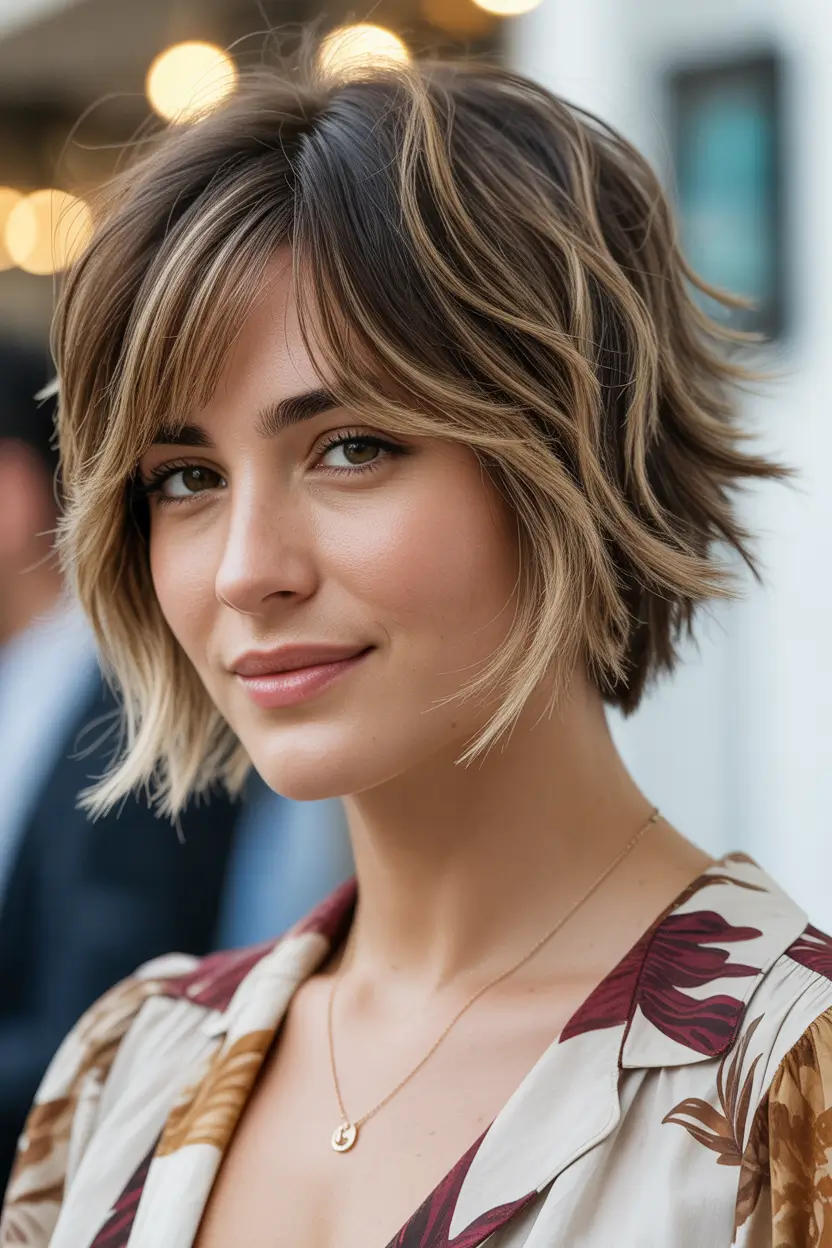 Best shag hairstyles 2026 Modern Wavy Shag With Soft Highlights