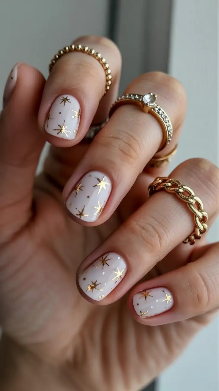best short nails ideas 2026 Starry Minimal Nails With Soft White Base