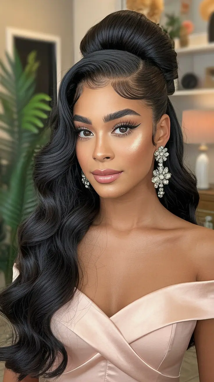 Best wedding hairstyles 2026 Sculpted Hollywood Waves With Elevated Crown