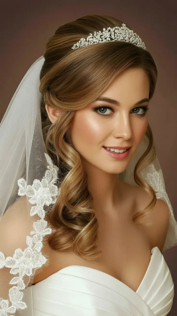 Best wedding hairstyles 2026 Soft Waves Framing a Romantic Veil
