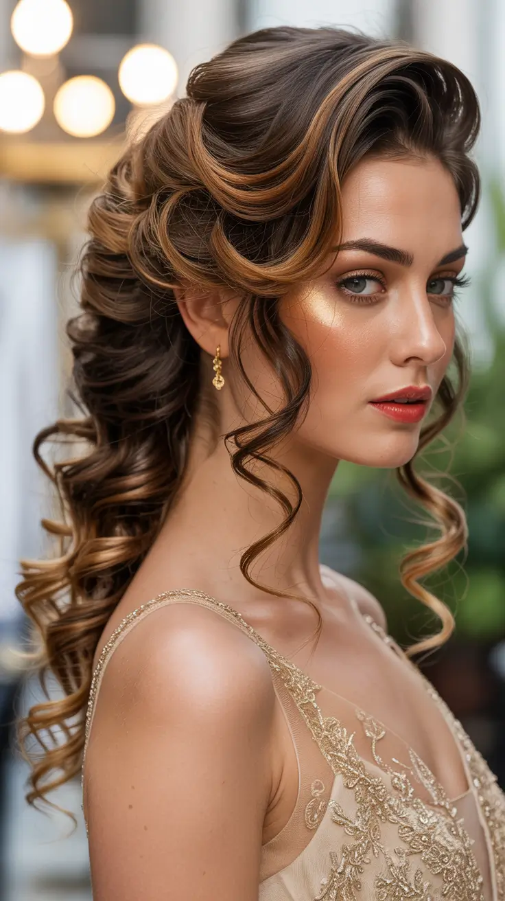 Best wedding hairstyles 2026 Golden Sculpted Waves With Luxe Volume